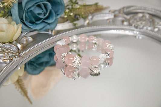 C012-Pink quartz・Freshwater pearl・White turquoise