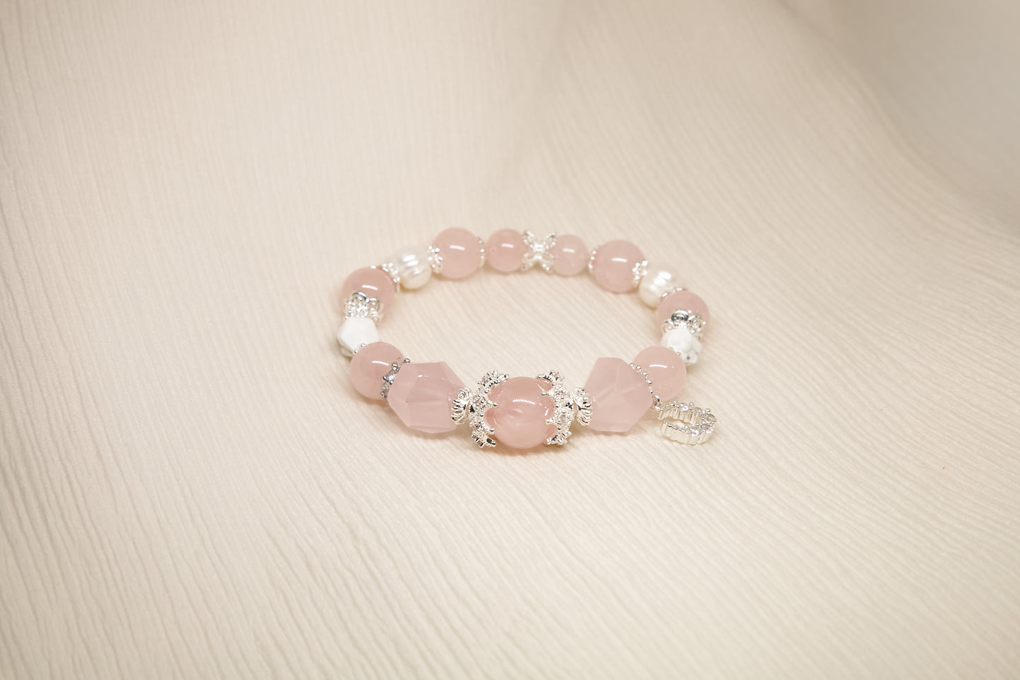 C012-Pink quartz・Freshwater pearl・White turquoise