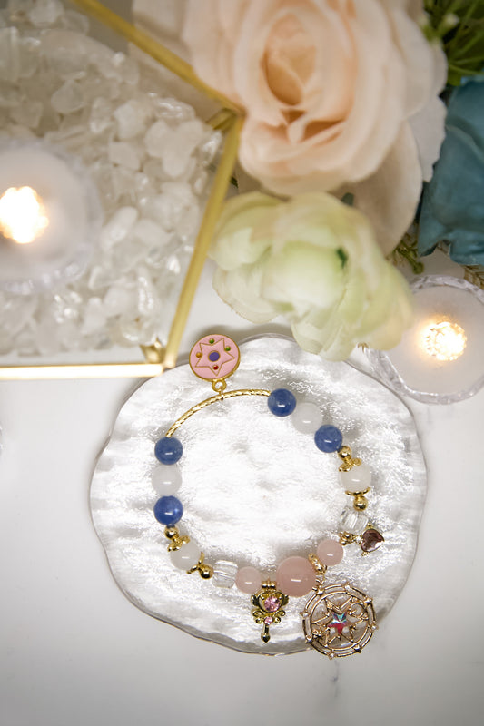 C017-Sailor Moon-Blue Quartz + White Asai + Rose Quartz + Moonstone