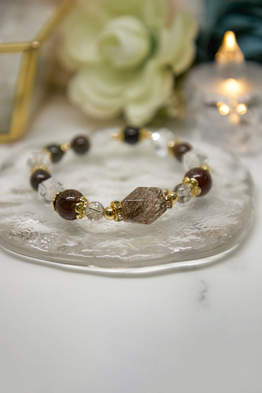 C018-Black Gold Super Seven・White Crystal