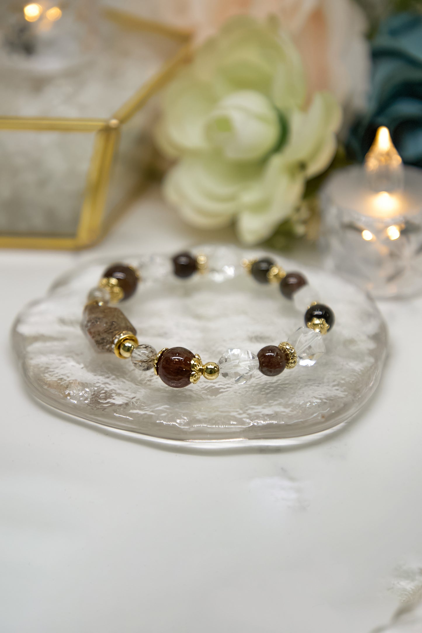 C018-Black Gold Super Seven・White Crystal