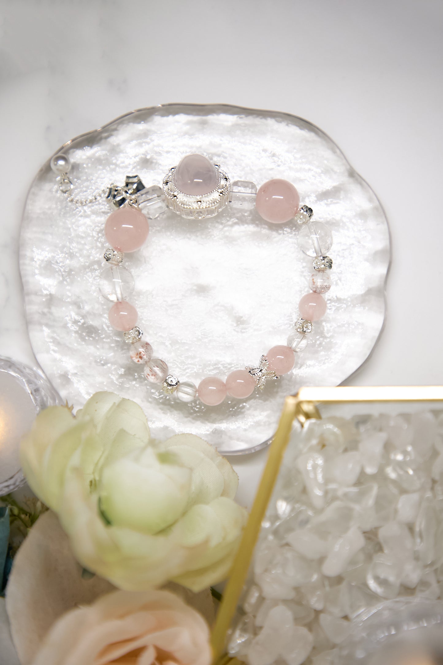 C016-Pink quartz・Ice strawberry quartz・White Asai