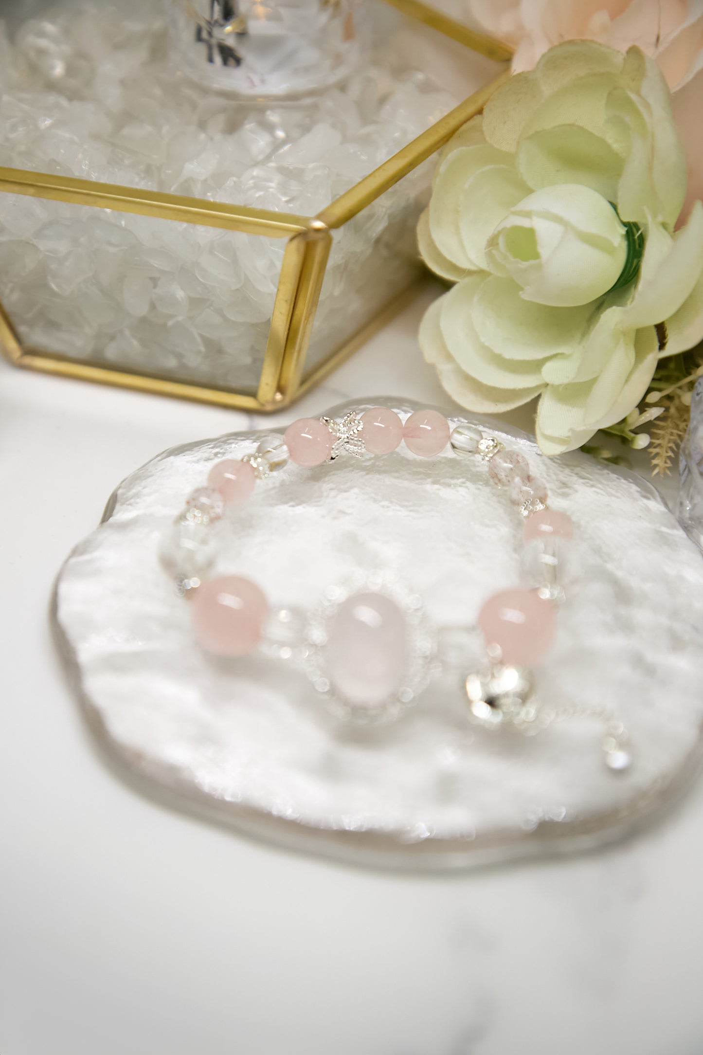 C016-Pink quartz・Ice strawberry quartz・White Asai