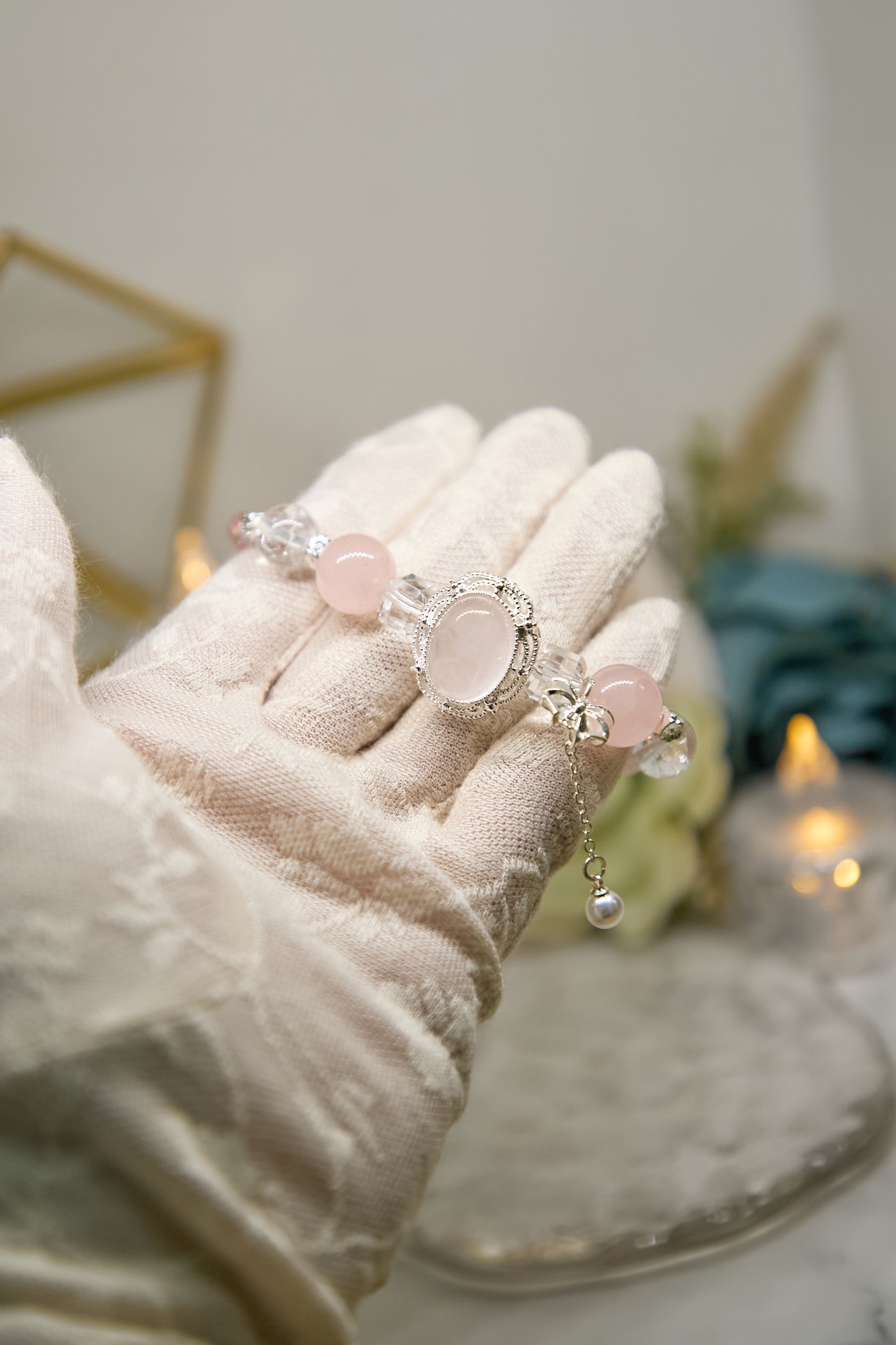 C016-Pink quartz・Ice strawberry quartz・White Asai