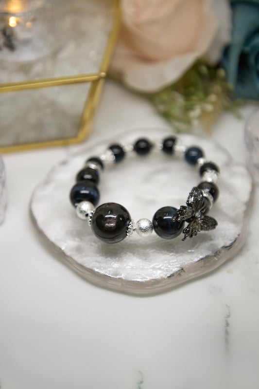 C021-Golden Luck Stone・Lightning Tiger Eye Stone・Silver Obsidian