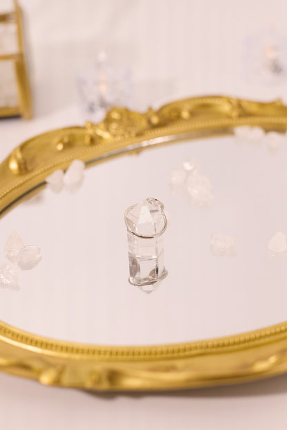 R045-White crystal chain S925 open ring