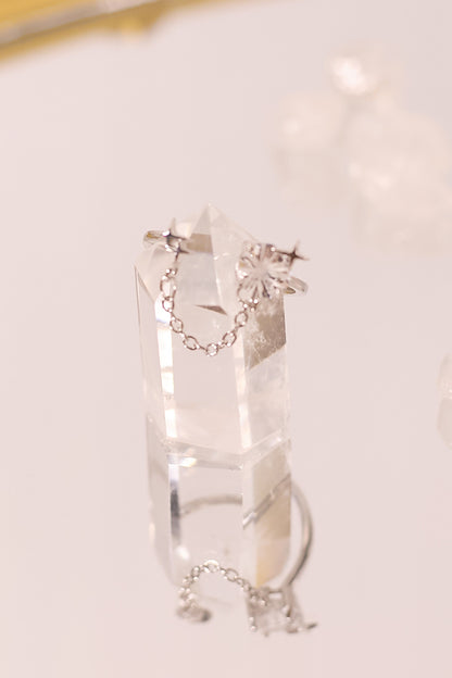 R045-White crystal chain S925 open ring