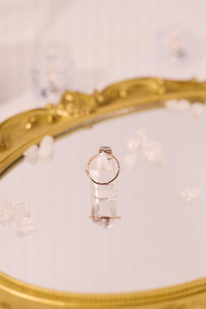 R051-Aquamarine Square S925 Open Ring