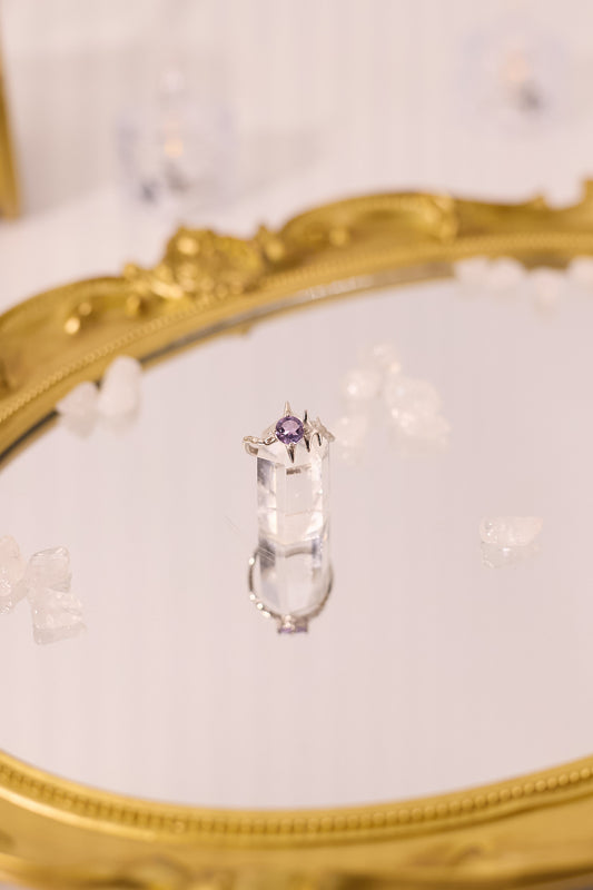 R053-Amethyst Pointed S925 Open Ring