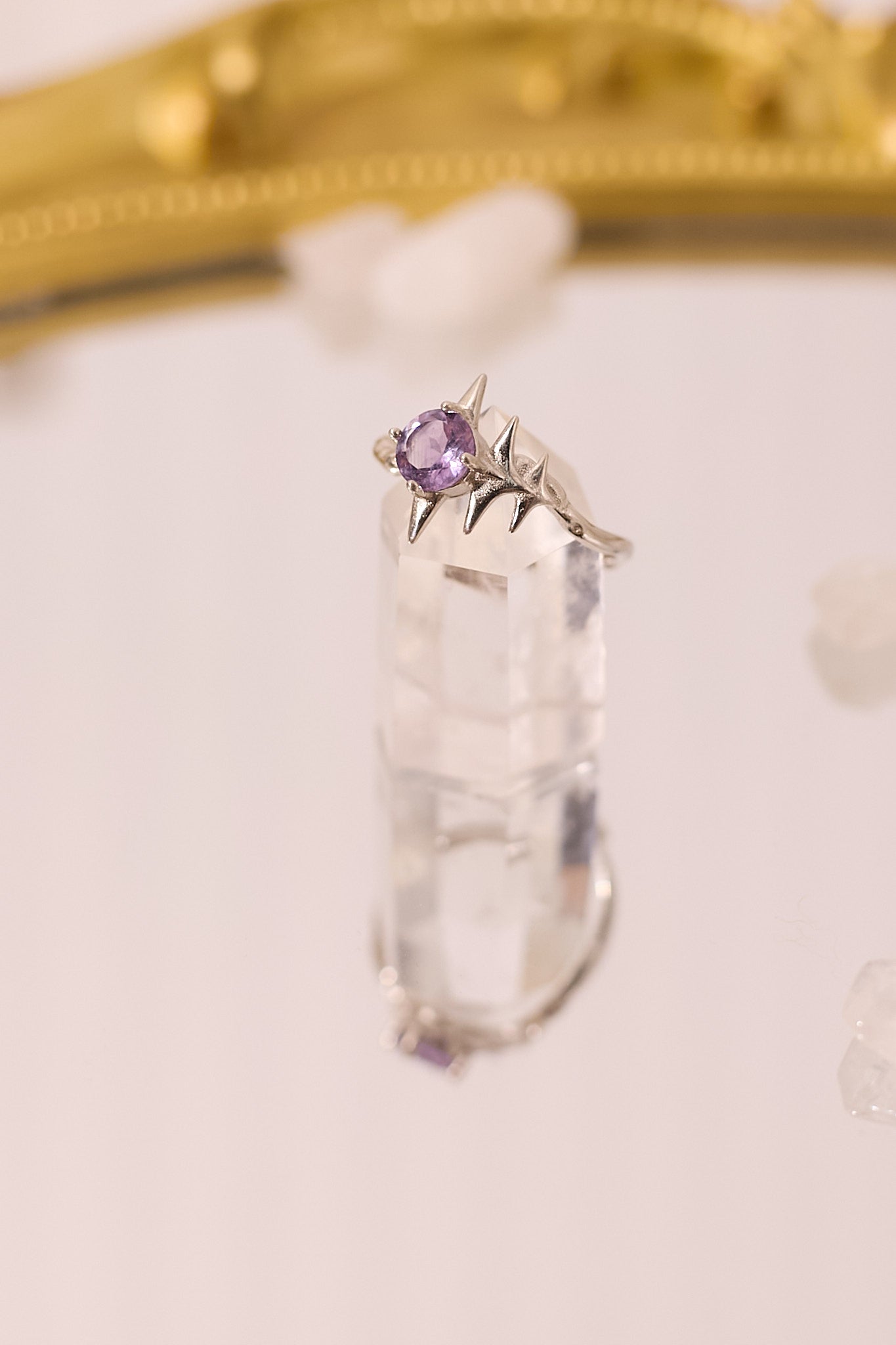 R053-Amethyst Pointed S925 Open Ring