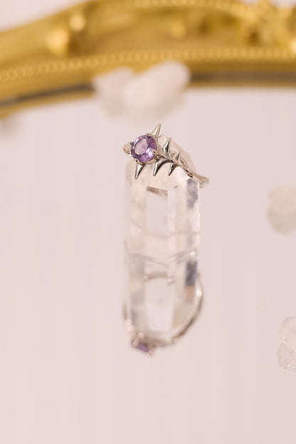 R053-Amethyst Pointed S925 Open Ring
