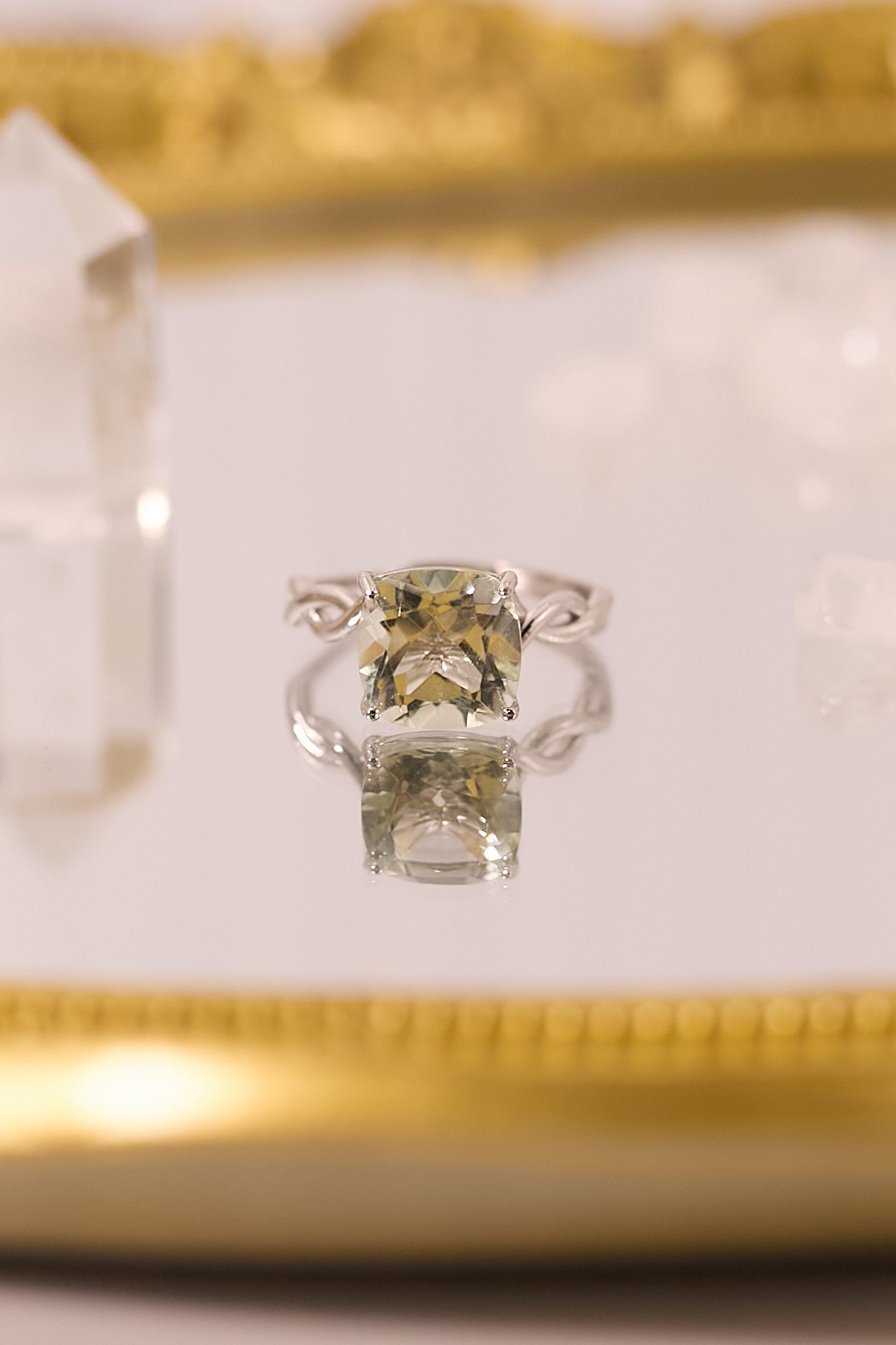 R055-Green Asai cut S925 open ring