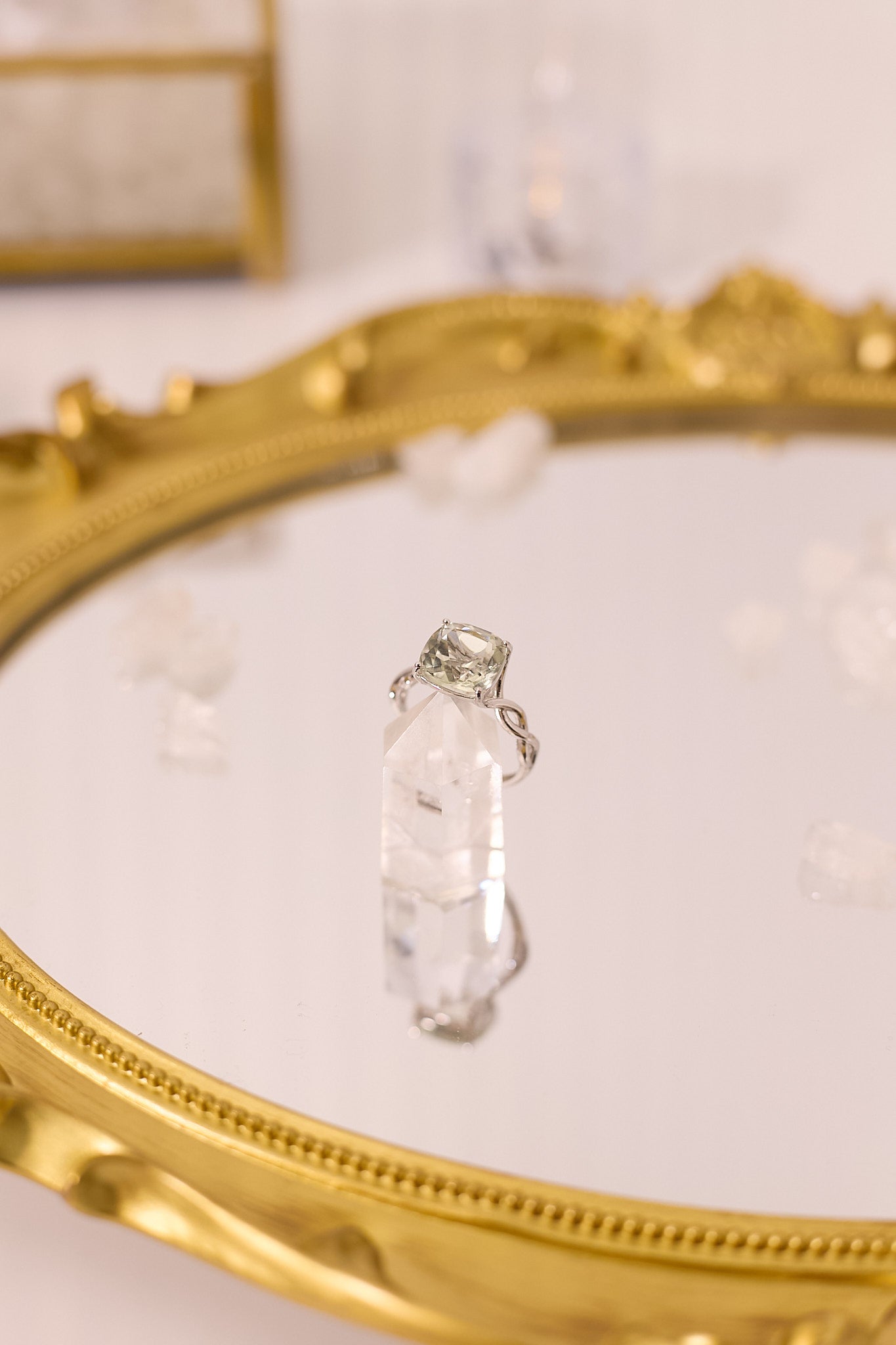 R055-Green Asai cut S925 open ring