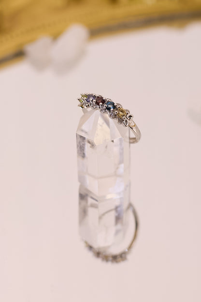 R059-Citrine, Topaz, Garnet, Tanzanite, Peridot S925 Open Ring