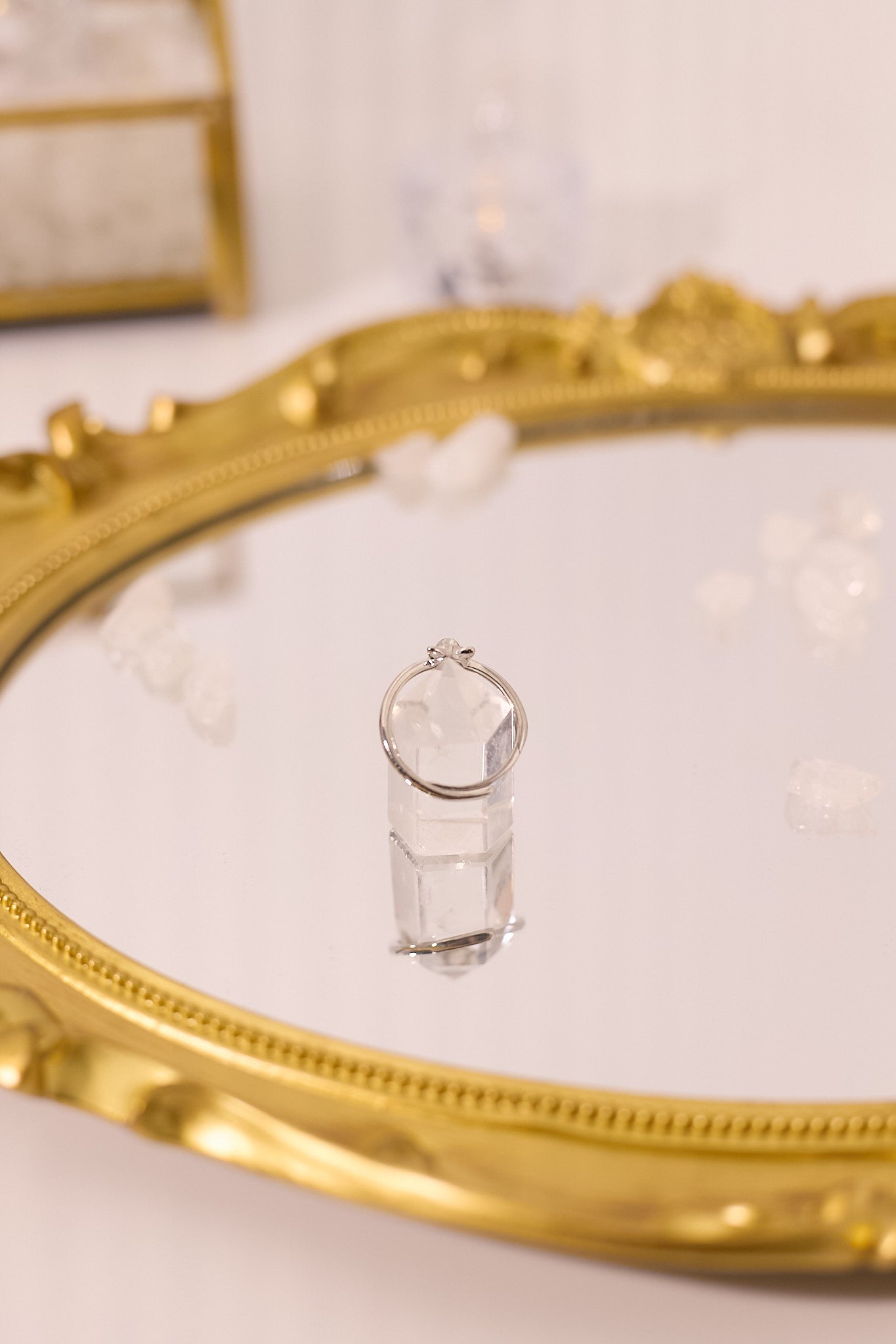 R065-Gray Moonlight Cat Shape S925 Open Ring