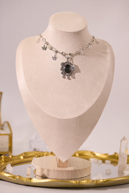 N039-黑貝母宮廷風雙鏈磁吸款頸鏈