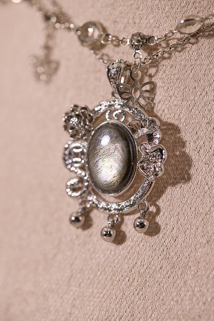 N039-黑貝母宮廷風雙鏈磁吸款頸鏈