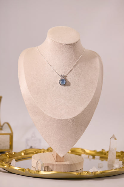 N041-海藍寶蝴蝶結磁吸款頸鏈