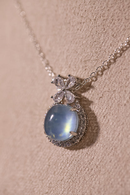 N041-海藍寶蝴蝶結磁吸款頸鏈