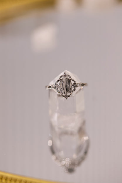 R070-黑髮晶S925開口戒指