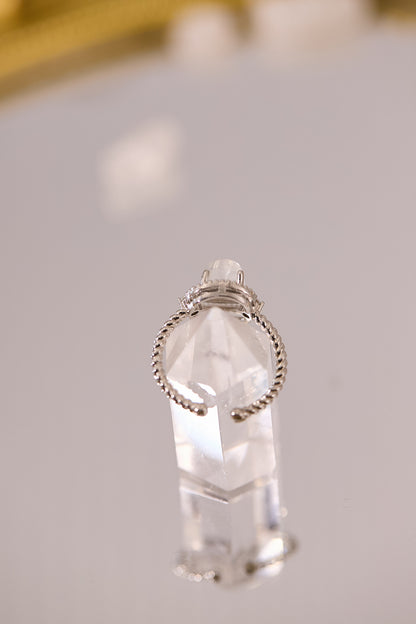 R072-藍月亮方形S925開口戒指