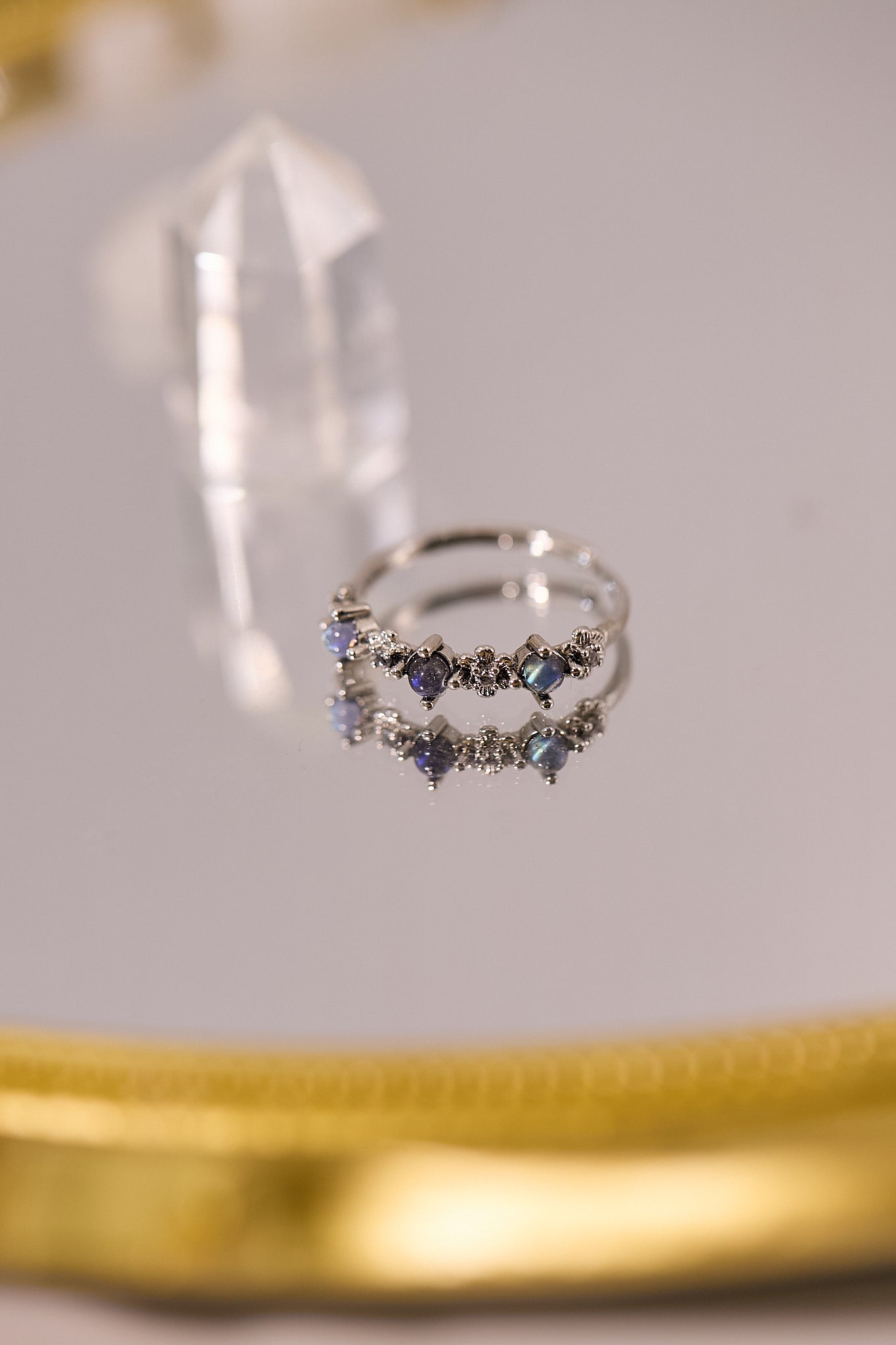 R075-灰月光S925開口戒指