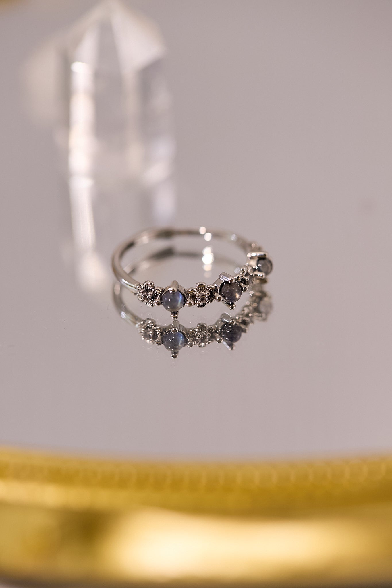 R075-灰月光S925開口戒指