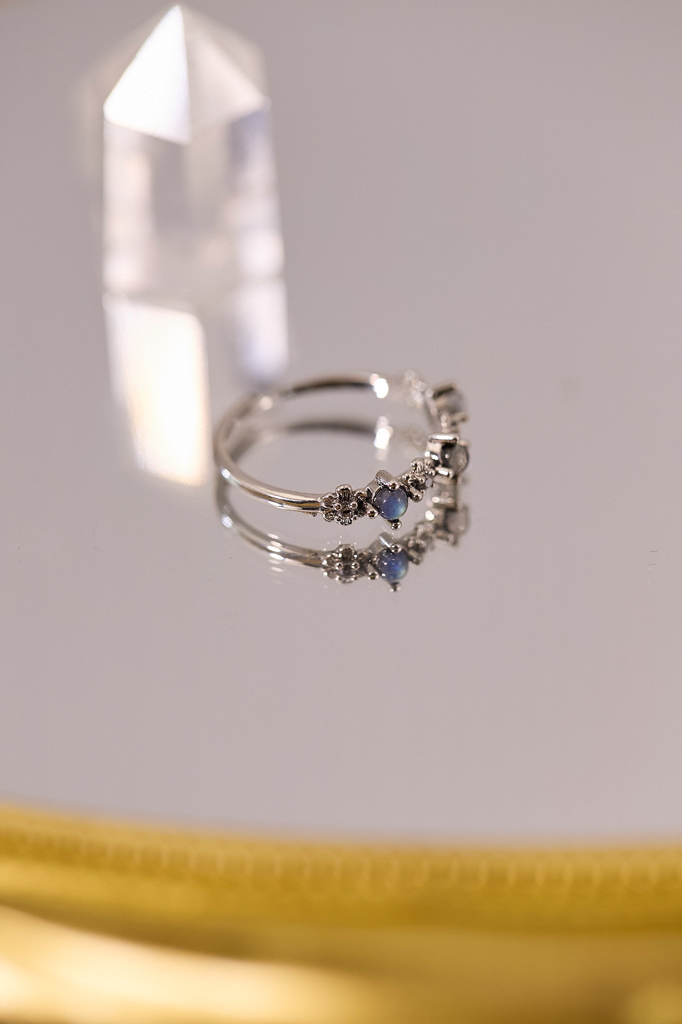 R075-灰月光S925開口戒指