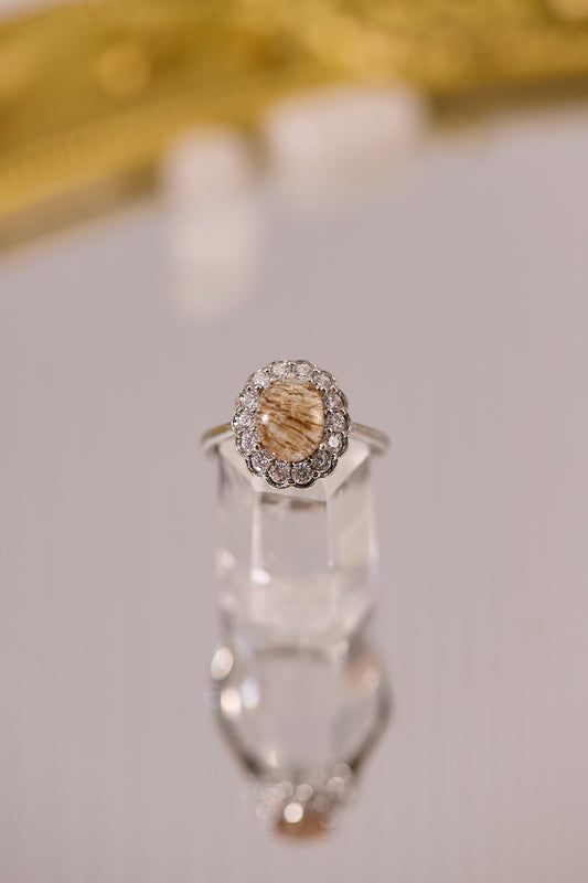R078-黑金超七鋯石S925開口戒指