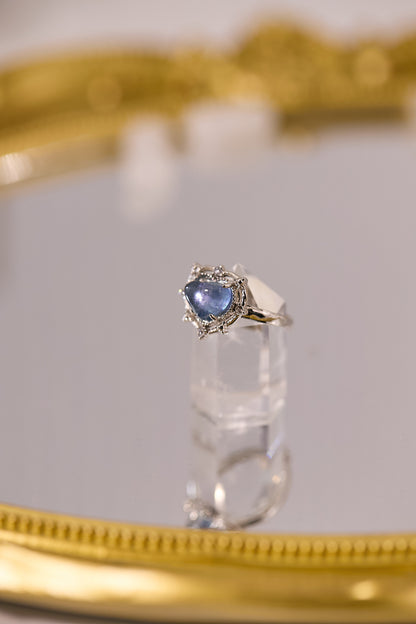 R085-海藍寶心形S925開口戒指