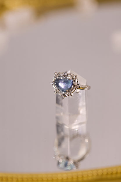 R085-海藍寶心形S925開口戒指