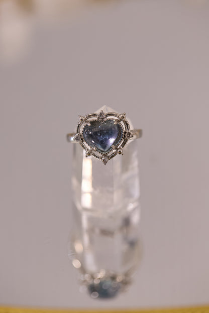 R085-海藍寶心形S925開口戒指