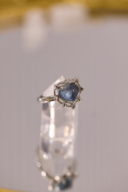 R085-海藍寶心形S925開口戒指