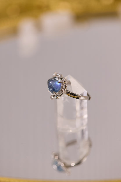 R085-海藍寶心形S925開口戒指