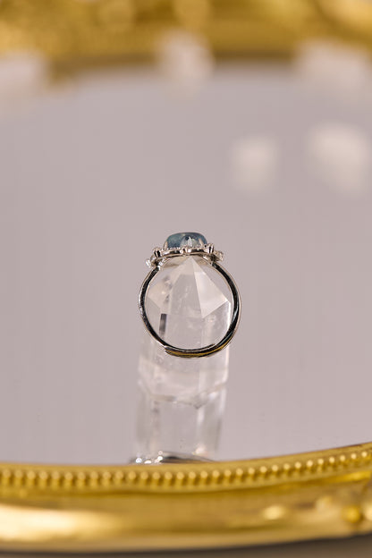 R085-海藍寶心形S925開口戒指