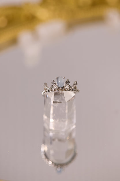 R091-海藍寶皇冠形開口戒指