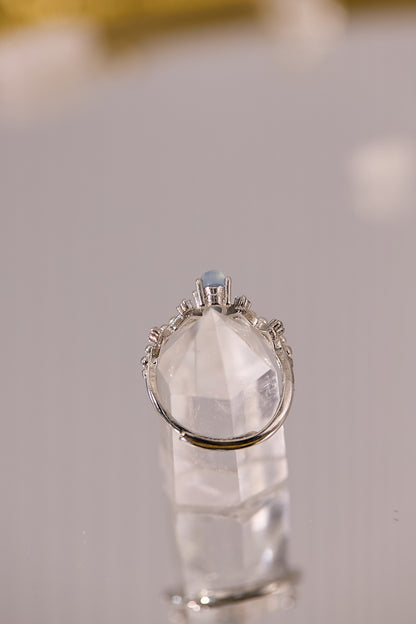 R091-海藍寶皇冠形開口戒指