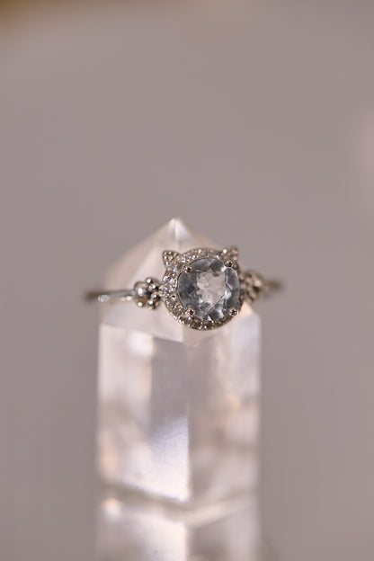 R094-托帕石貓形S925開口戒指