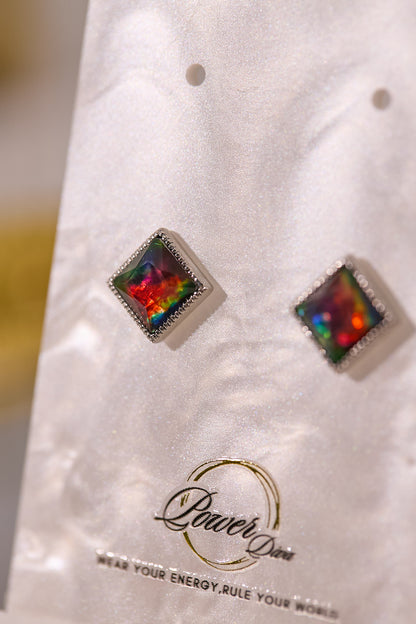 E072-斑彩方形耳釘