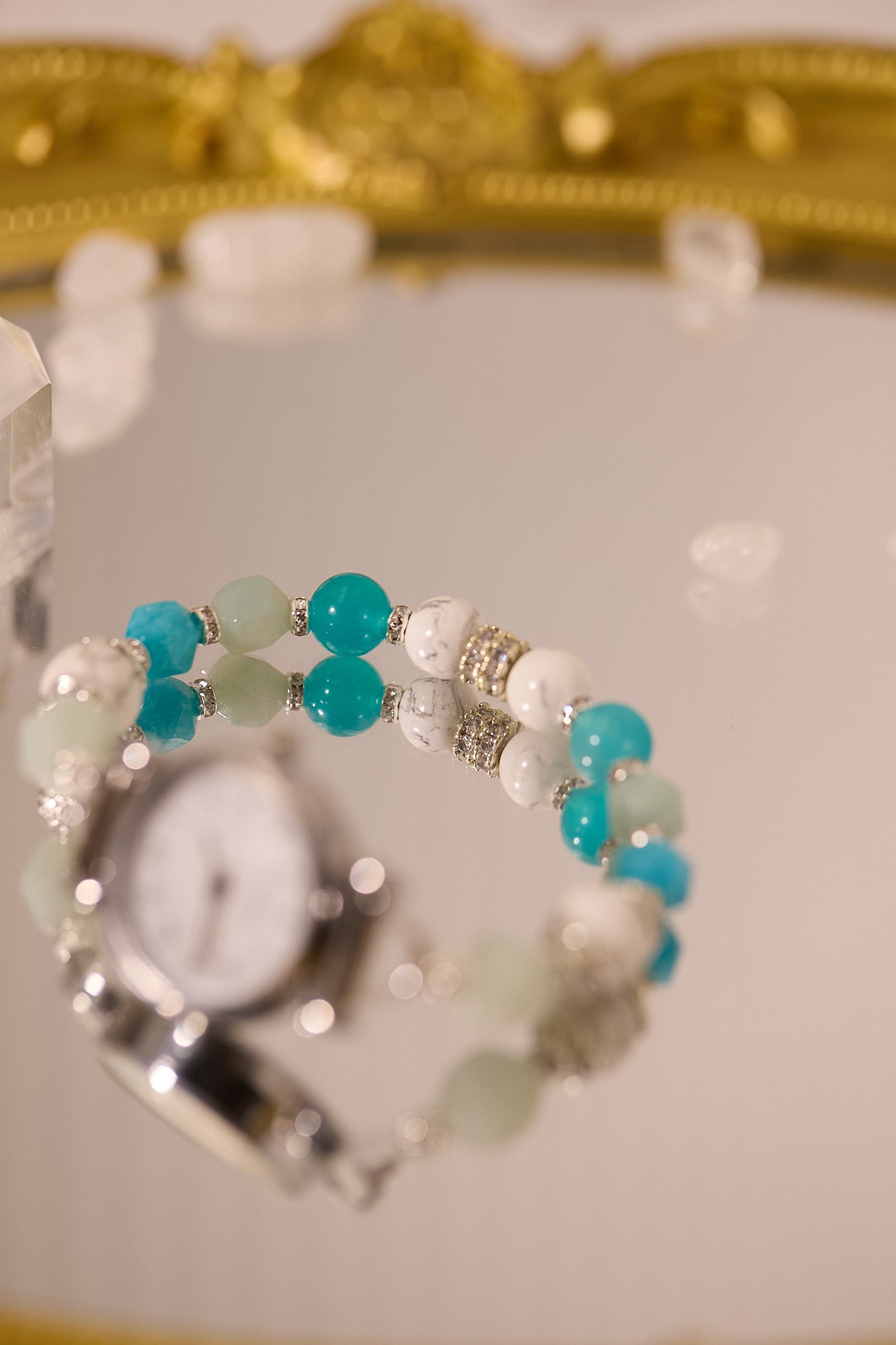 W004-天河石．白松石石英錶