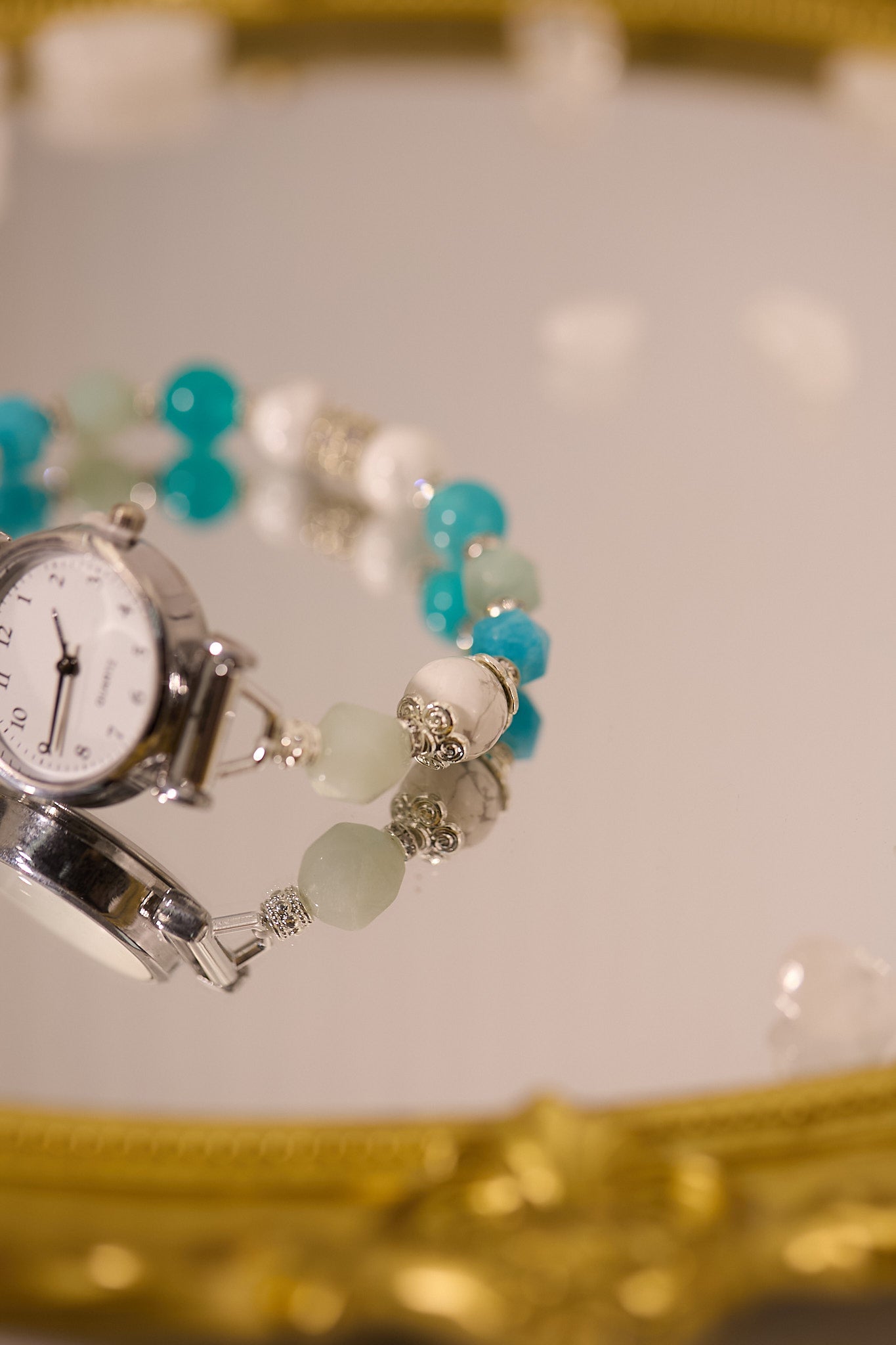 W004-天河石．白松石石英錶