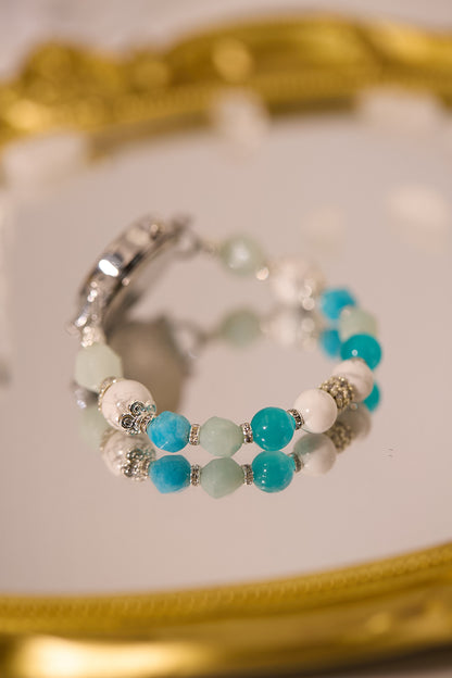 W004-天河石．白松石石英錶