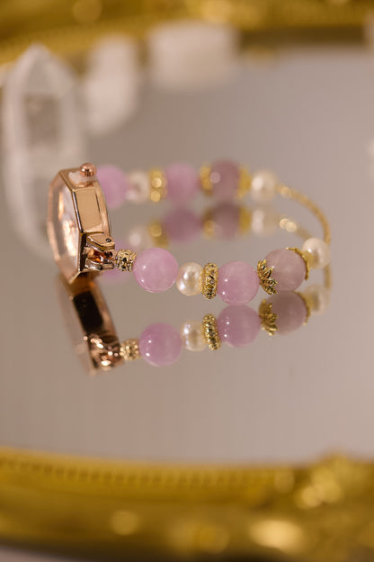 W005-紫鋰輝．淡水珍珠石英錶