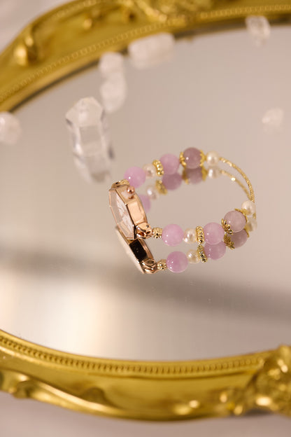 W005-紫鋰輝．淡水珍珠石英錶