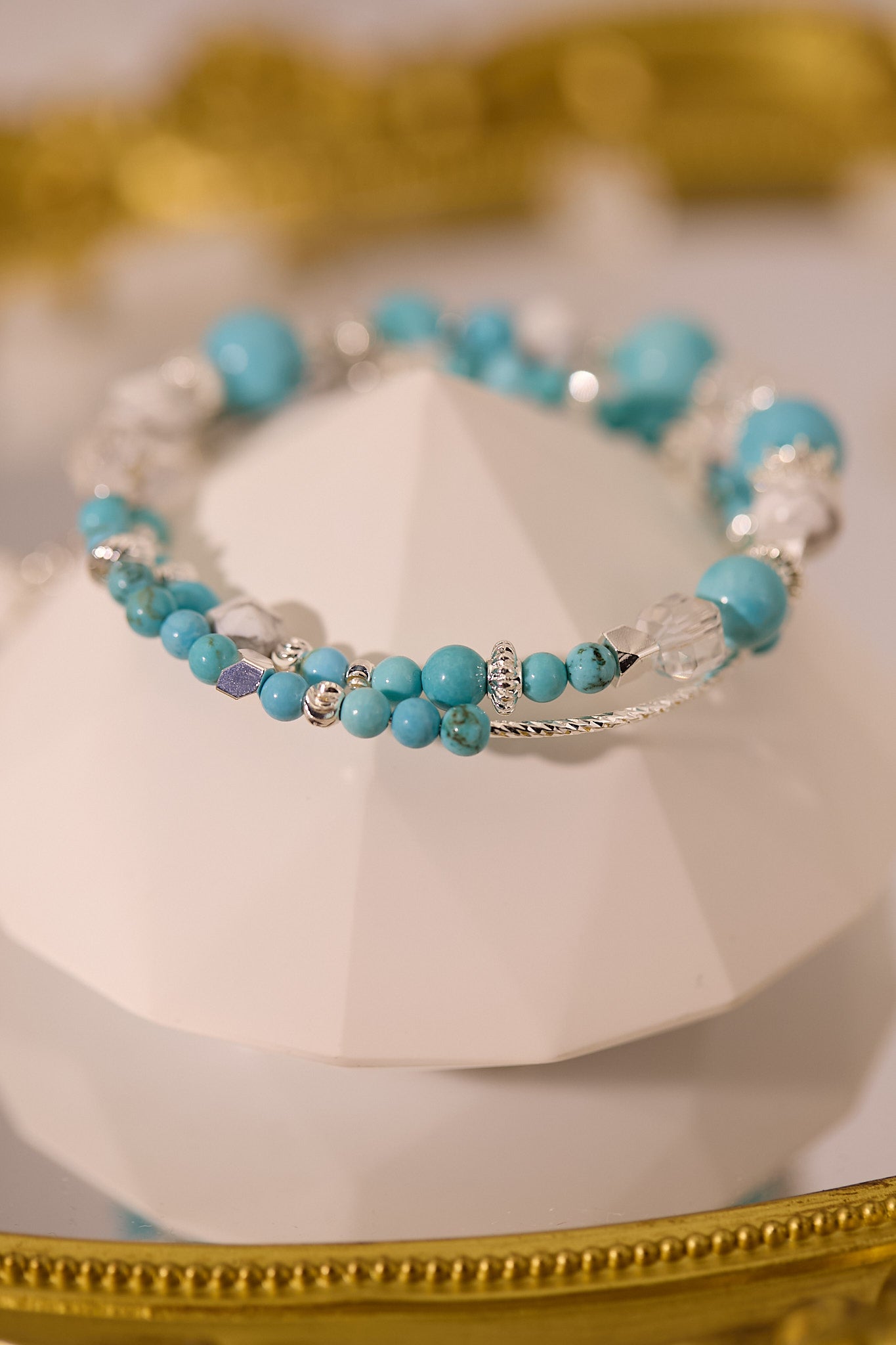 C072-綠松石·白松石·白水晶手鈪款