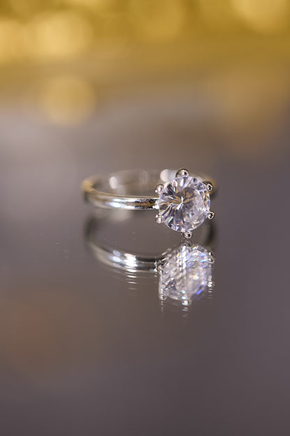 R098-1.5卡六爪莫桑鑽S925開口戒指