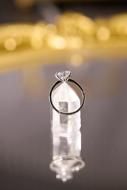 R098-1.5卡六爪莫桑鑽S925開口戒指