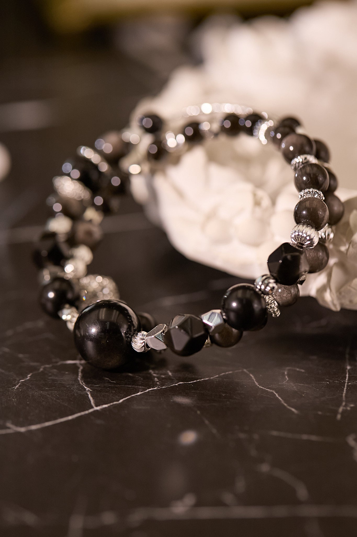 C074-銀曜石手鈪款