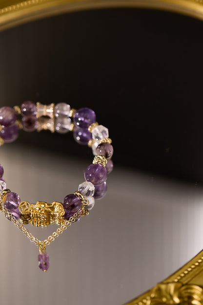 C084-招財貔貅．白水晶．紫幽靈（包括開光）