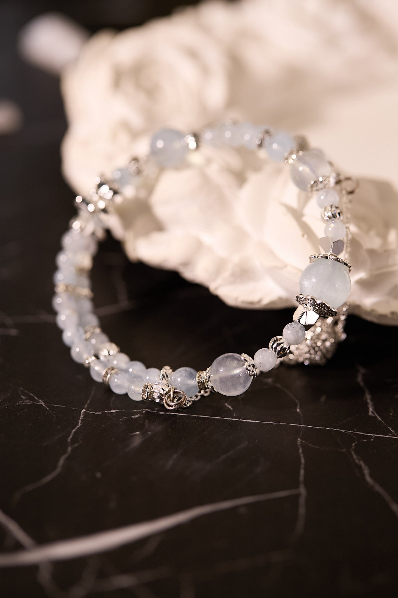 C085-海藍寶雙圈手鈪